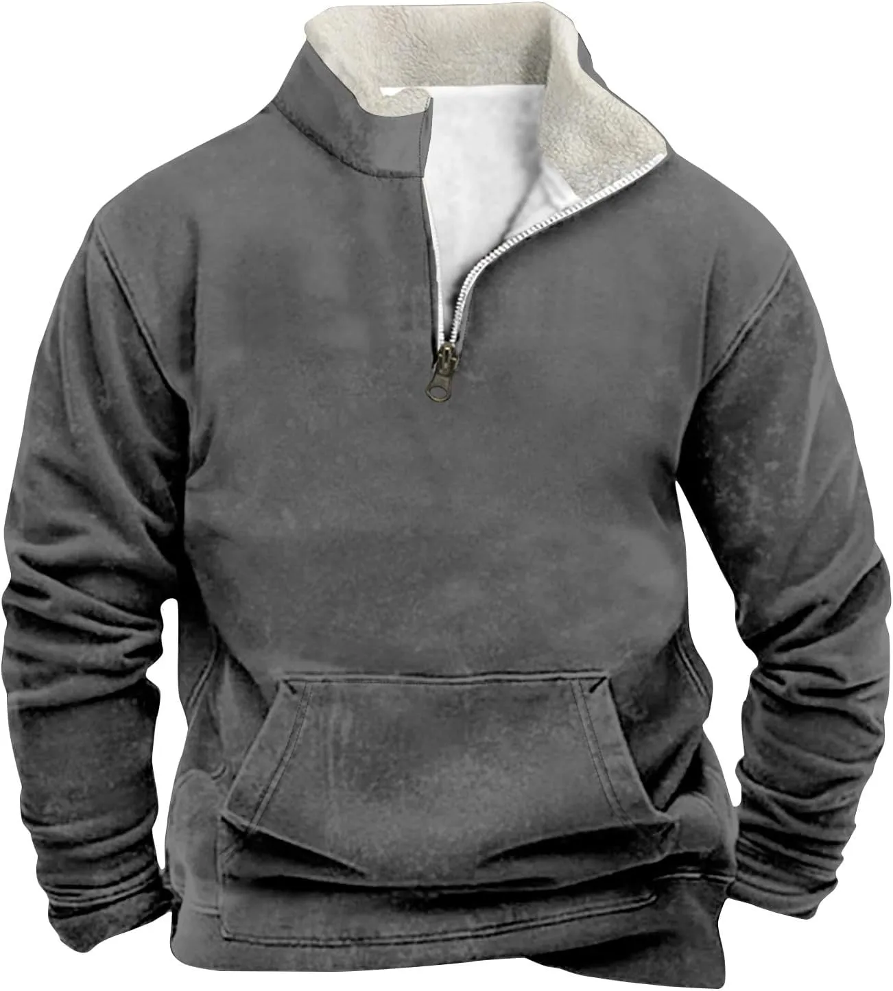 Ymosrh Men's Outdoor Work Sweatshirts Quarter Zip Sweater Pullover Long Sleeve Fleece Athletic Workout Golf Sweatshirt, M-5XL