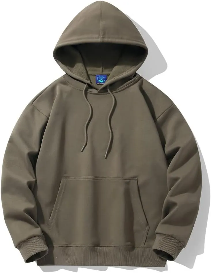 Ymosrh Mens Plain Hoodies Causal Pullover Solid Color Hooded Sweatshirt Long Sleeve Basic Hoodies Winter Pullover, L-3XL