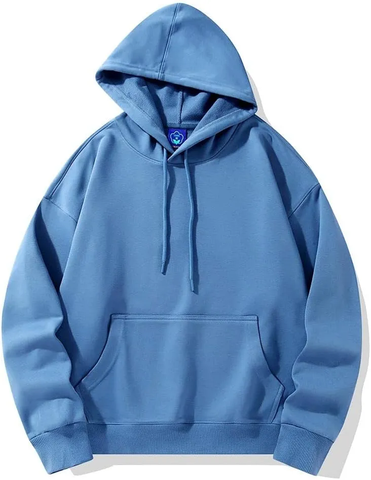 Ymosrh Mens Plain Hoodies Causal Pullover Solid Color Hooded Sweatshirt Long Sleeve Basic Hoodies Winter Pullover, L-3XL