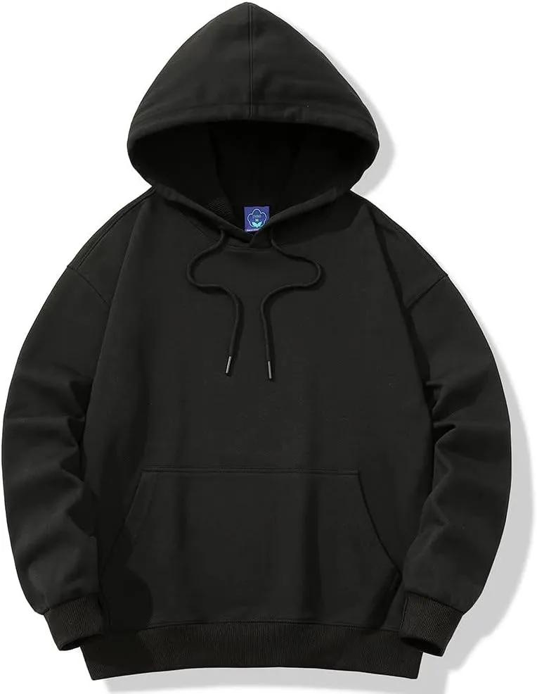 Ymosrh Mens Plain Hoodies Causal Pullover Solid Color Hooded Sweatshirt Long Sleeve Basic Hoodies Winter Pullover, L-3XL