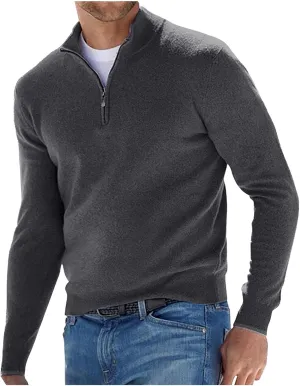 Ymosrh Men's Sweatshirts Casual Classic Zipper High Neck Solid Color Slim Multicolor Pullover Crewneck Sweatshirt, M-5XL