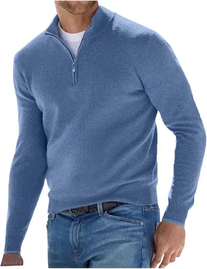 Ymosrh Men's Sweatshirts Casual Classic Zipper High Neck Solid Color Slim Multicolor Pullover Crewneck Sweatshirt, M-5XL
