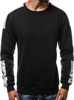 Ymosrh Men's Sweatshirts European Fleece Sweater Arm Color Blocking Personality Sports Sweater Sweatshirts, M-3XL