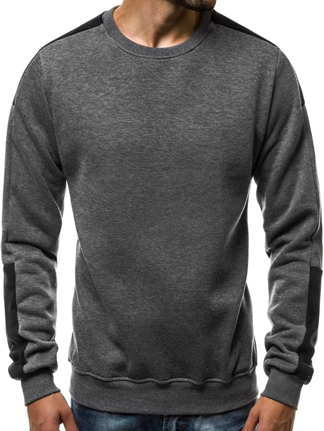 Ymosrh Men's Sweatshirts European Fleece Sweater Arm Color Blocking Personality Sports Sweater Sweatshirts, M-3XL