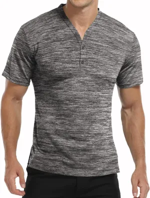 YTD Mens Long/Short Sleeve Henley Shirts Casual Fashion Beach Yoga Loose Fit T-Shirts