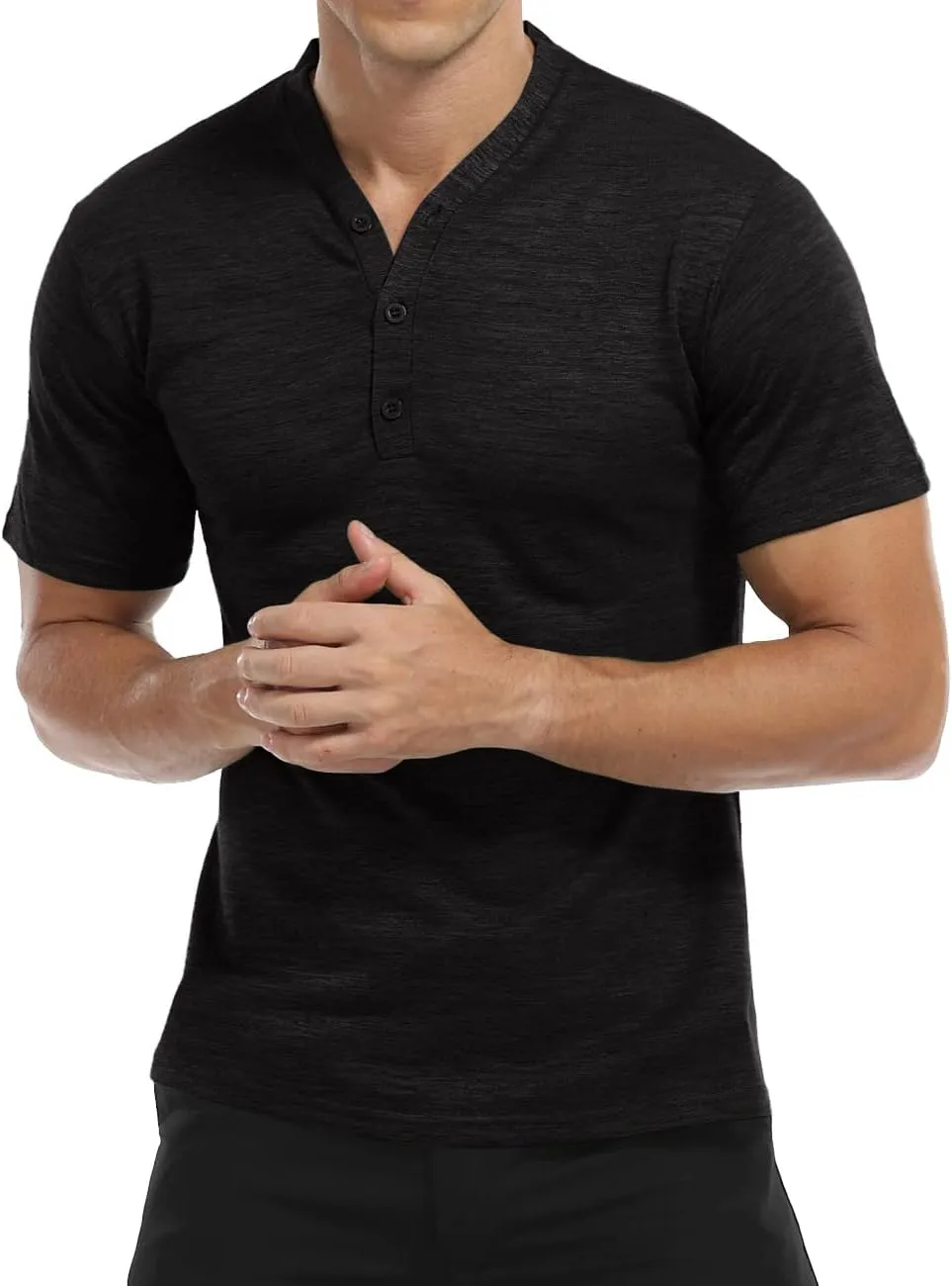 YTD Mens Long/Short Sleeve Henley Shirts Casual Fashion Beach Yoga Loose Fit T-Shirts