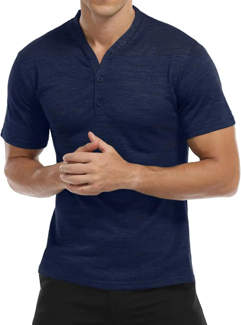 YTD Mens Long/Short Sleeve Henley Shirts Casual Fashion Beach Yoga Loose Fit T-Shirts