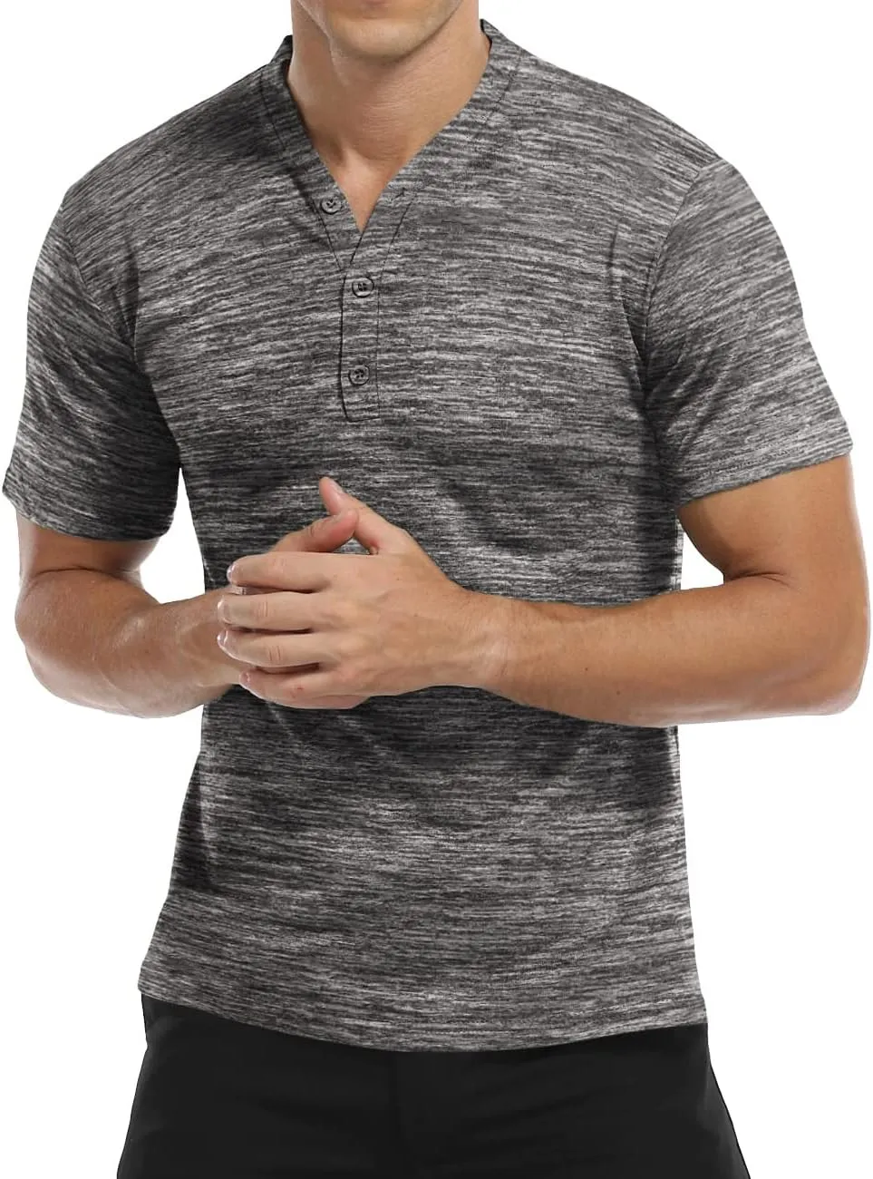 YTD Mens Long/Short Sleeve Henley Shirts Casual Fashion Beach Yoga Loose Fit T-Shirts