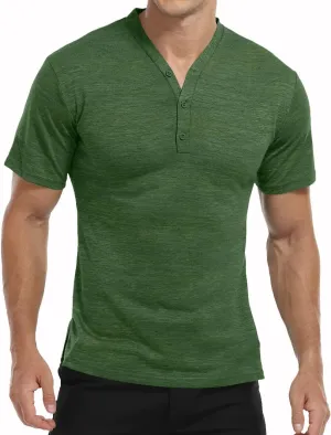 YTD Mens Long/Short Sleeve Henley Shirts Casual Fashion Beach Yoga Loose Fit T-Shirts