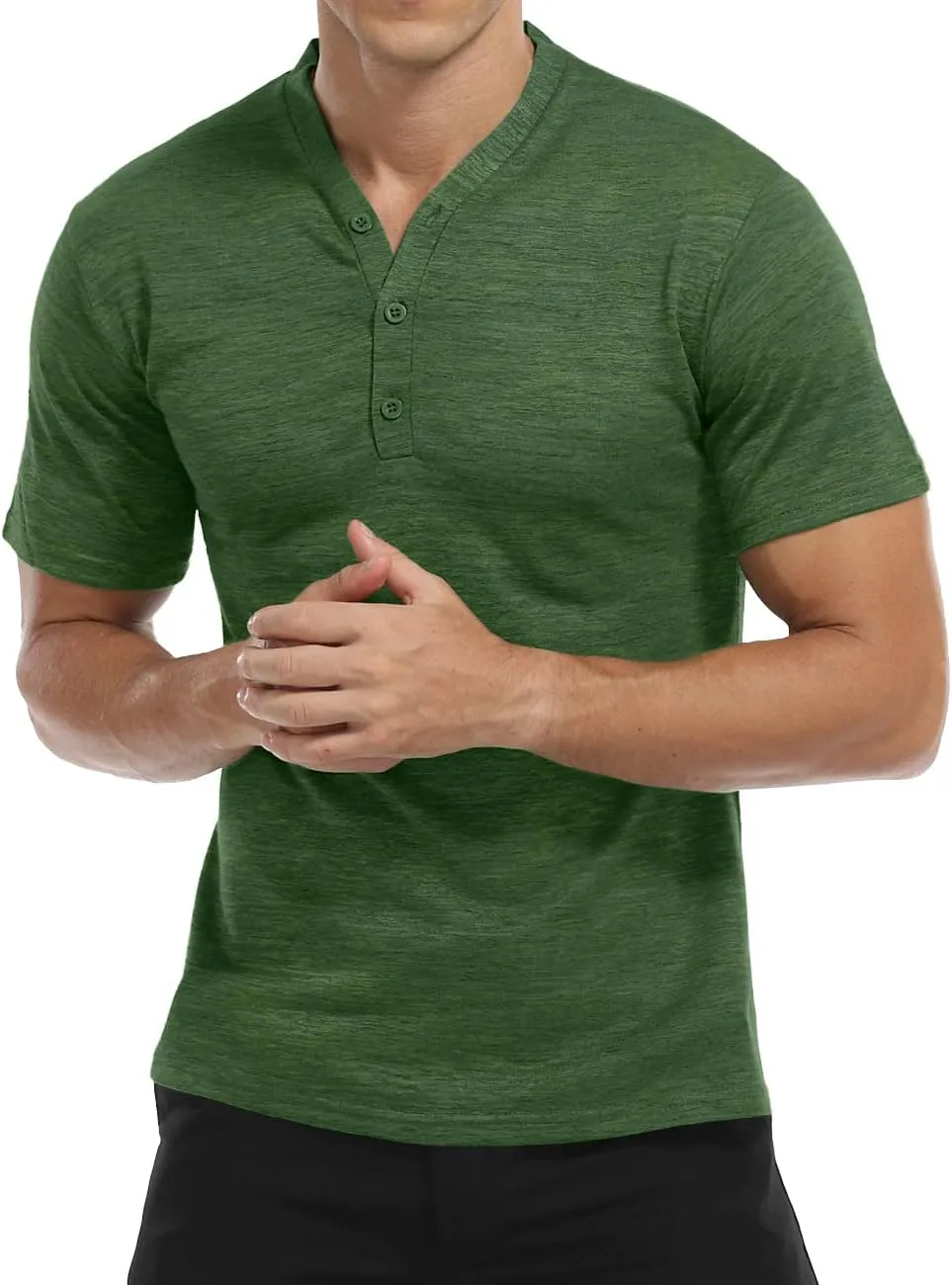 YTD Mens Long/Short Sleeve Henley Shirts Casual Fashion Beach Yoga Loose Fit T-Shirts