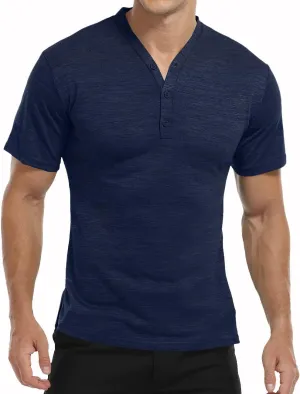 YTD Mens Long/Short Sleeve Henley Shirts Casual Fashion Beach Yoga Loose Fit T-Shirts
