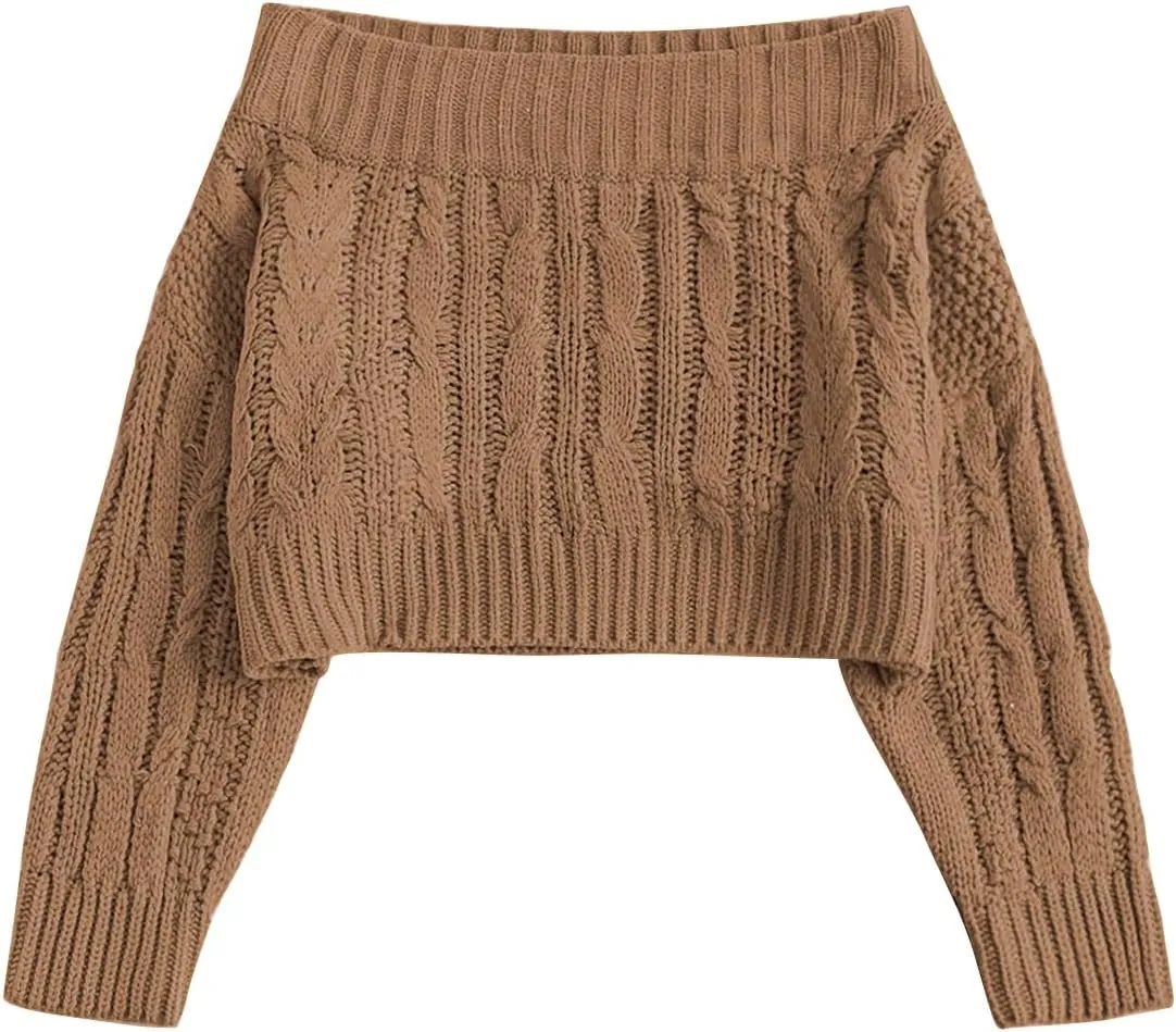 ZAFUL Women V Neck Button Knit Crop Sweaters Batwing Sleeve V Back Ribbed Hem Pullover Sweater