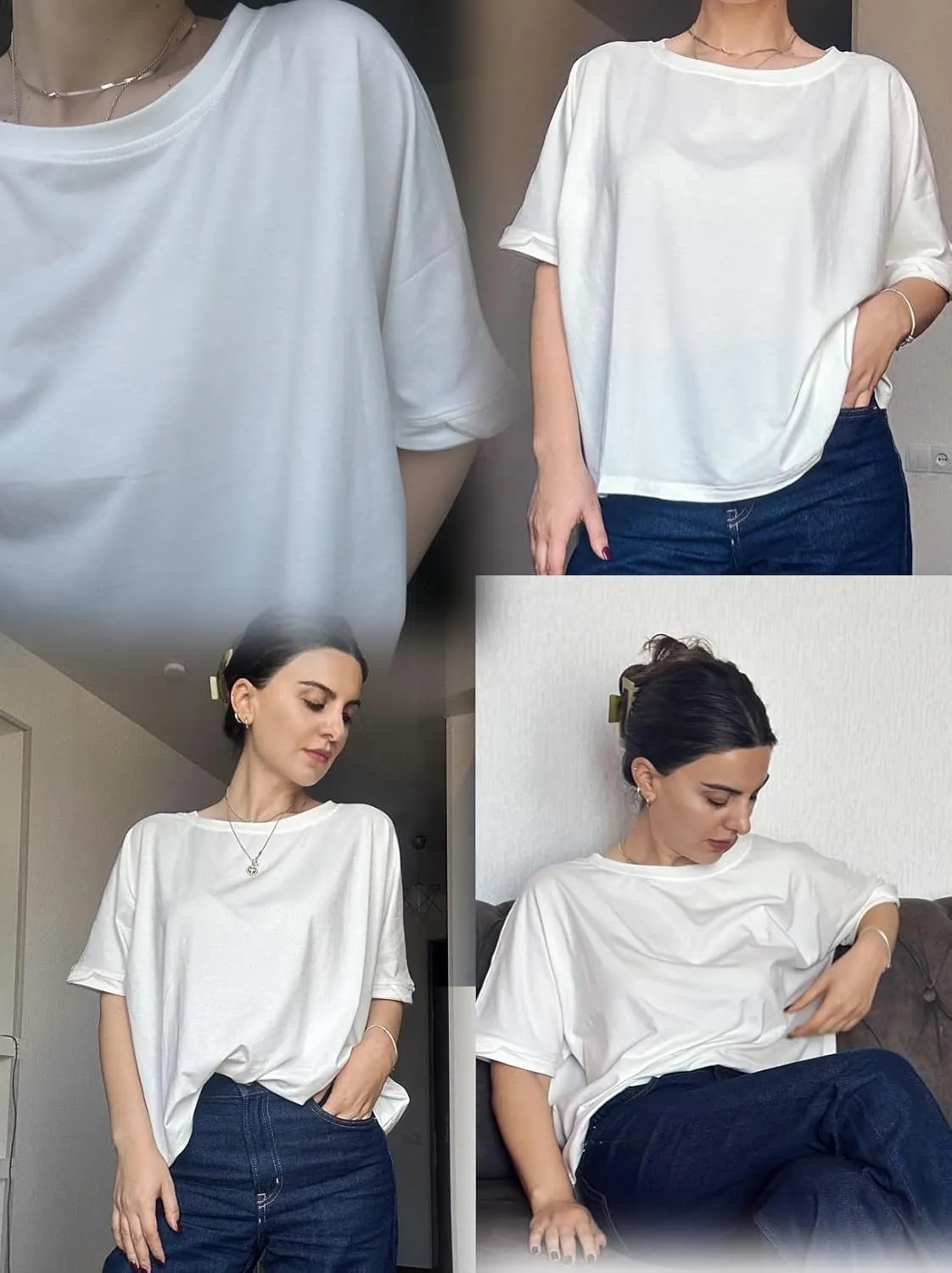 Zeagoo Women Boxy T Shirts Short Sleeve Oversized Tee Shirts Loose Fit Crop Top Casual Workout T Shirts