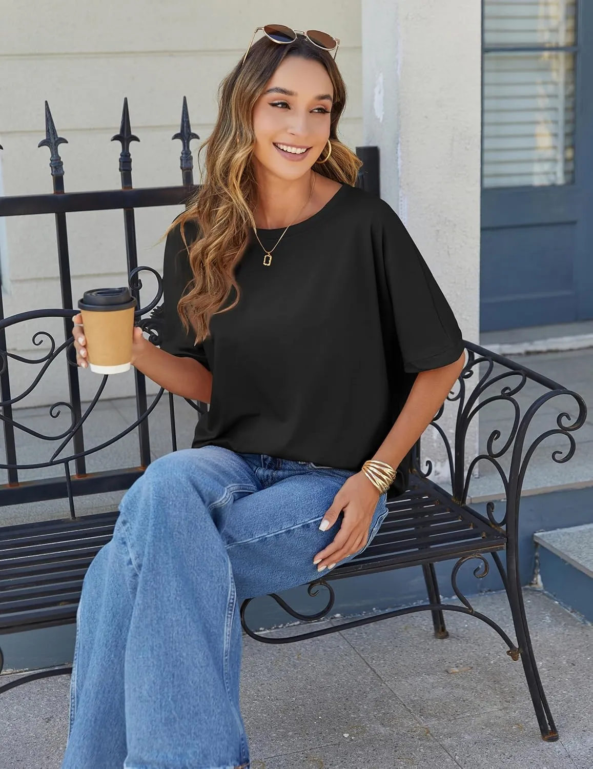 Zeagoo Women Boxy T Shirts Short Sleeve Oversized Tee Shirts Loose Fit Crop Top Casual Workout T Shirts