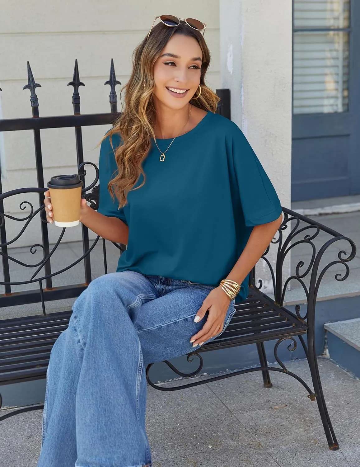 Zeagoo Women Boxy T Shirts Short Sleeve Oversized Tee Shirts Loose Fit Crop Top Casual Workout T Shirts