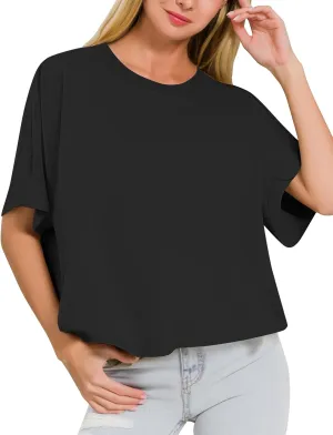 Zeagoo Women Boxy T Shirts Short Sleeve Oversized Tee Shirts Loose Fit Crop Top Casual Workout T Shirts