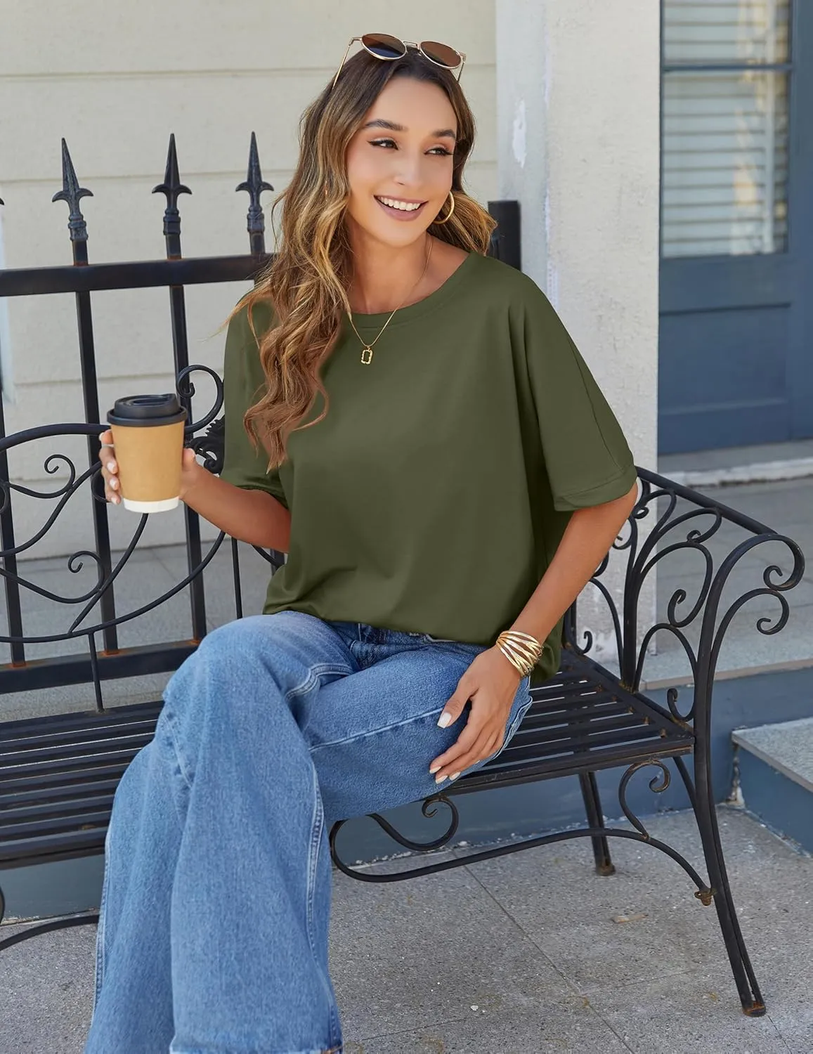 Zeagoo Women Boxy T Shirts Short Sleeve Oversized Tee Shirts Loose Fit Crop Top Casual Workout T Shirts