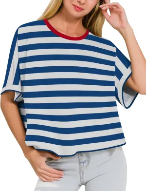 Zeagoo Women Boxy T Shirts Short Sleeve Oversized Tee Shirts Loose Fit Crop Top Casual Workout T Shirts
