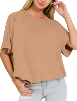 Zeagoo Women Boxy T Shirts Short Sleeve Oversized Tee Shirts Loose Fit Crop Top Casual Workout T Shirts
