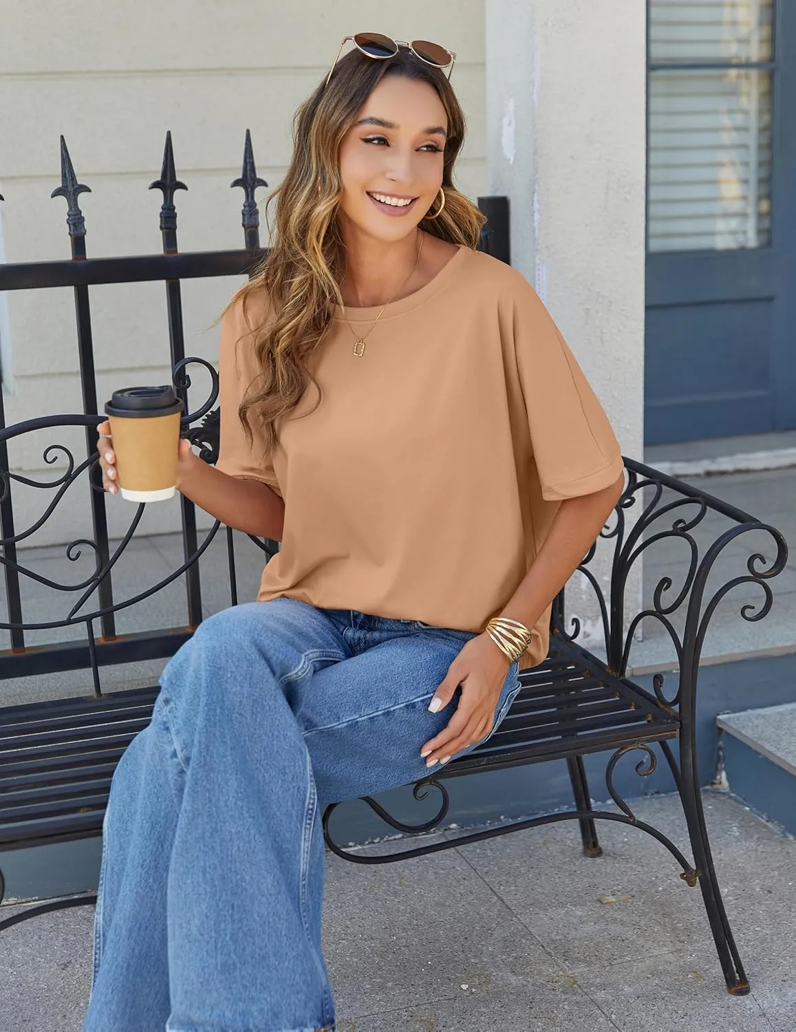 Zeagoo Women Boxy T Shirts Short Sleeve Oversized Tee Shirts Loose Fit Crop Top Casual Workout T Shirts