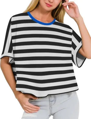 Zeagoo Women Boxy T Shirts Short Sleeve Oversized Tee Shirts Loose Fit Crop Top Casual Workout T Shirts