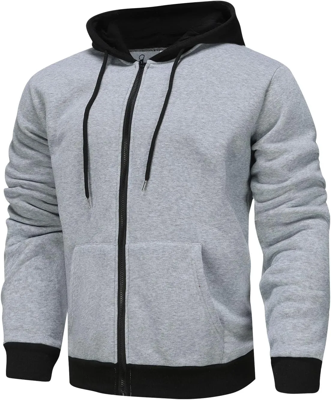 Zip Up Hoodie Men Big and Tall Winter Sweatshirt Blank Warm Sweater