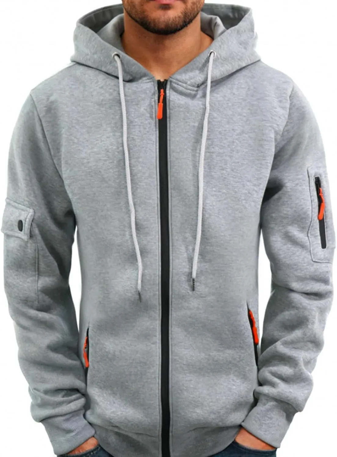 Zip Up Hoodie Men Warm Personalized Sweatshirt Big and Tall Blank Sweater